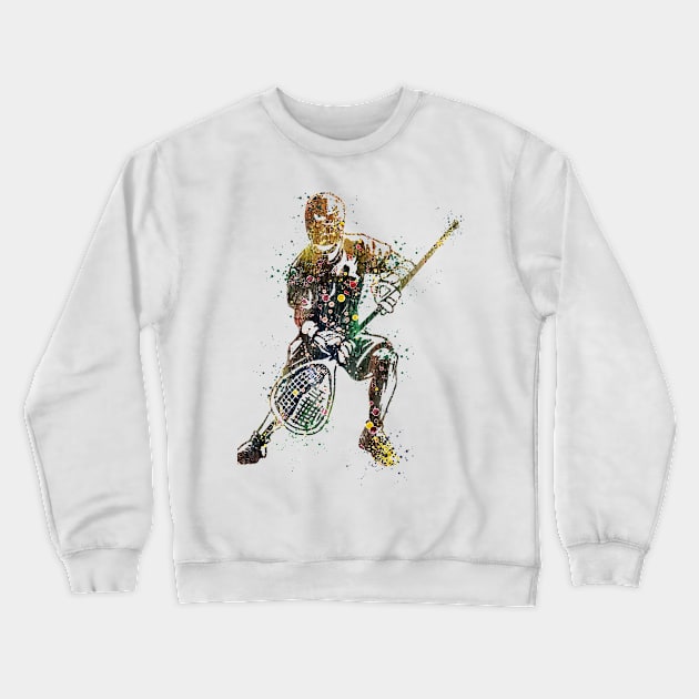 Boy Lacrosse Goalie Watercolor Gift Crewneck Sweatshirt by LotusGifts